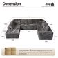 HOMLUX Modular Floor Sofa with Plush Corduroy, Big Comfy U-Shaped Sectional Couch in Gray, , large