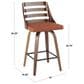 Lumisource Trevi Swivel Counter Stool with Orange Cushion in Walnut and Black (Set of 2), , large