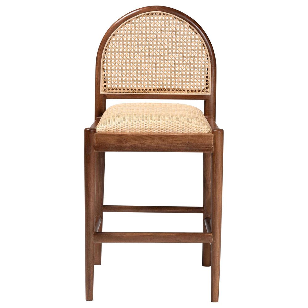 Baxton Studio Maryland Counter Stool in Natural and Walnut Brown, , large