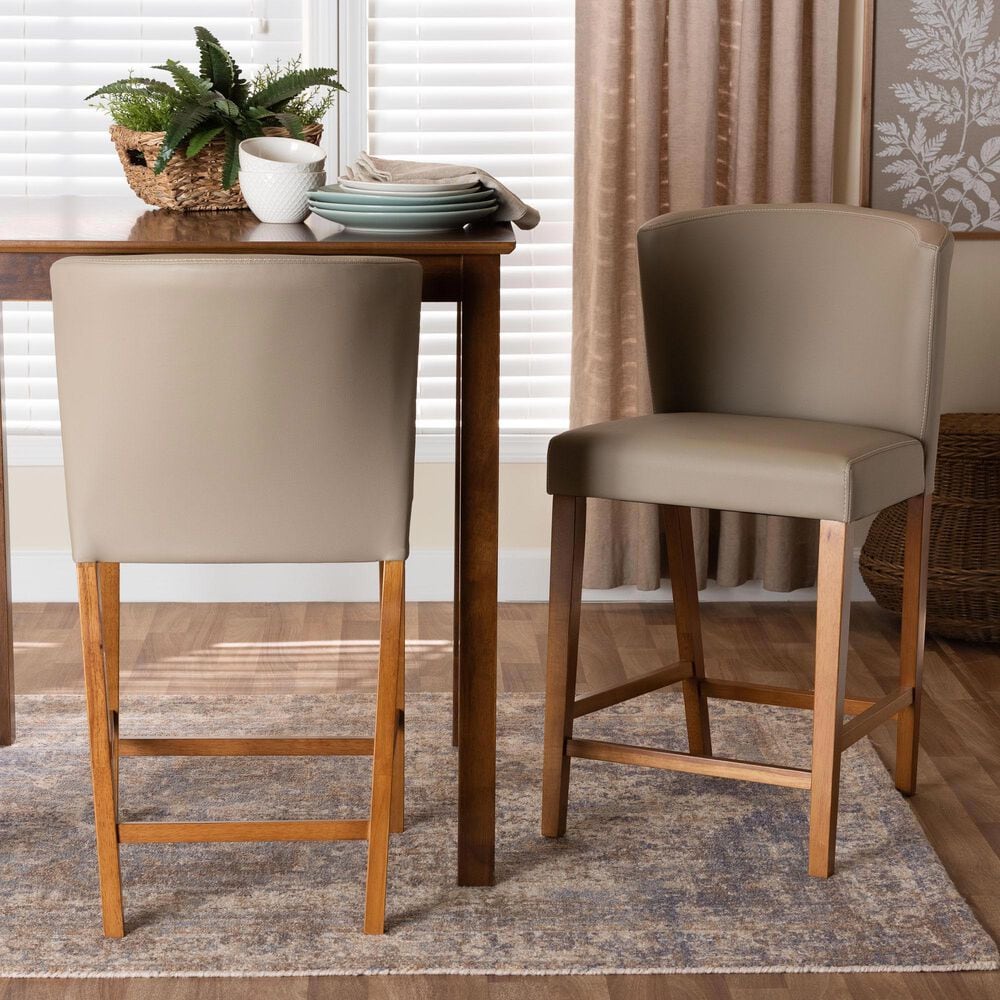 Baxton Studio Olivia Counter Stool in Dark Walnut (Set of 2), , large