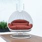 Leisuremod 2-Seat Hanging Egg Swing Chair with Dark Orange Cushion in White, , large