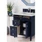 James Martin Vanities Brittany 30" Single Bathroom Vanity in Victory Blue with 3 cm Eternal Jasmine Pearl Quartz Top and Rectangle Sink, , large