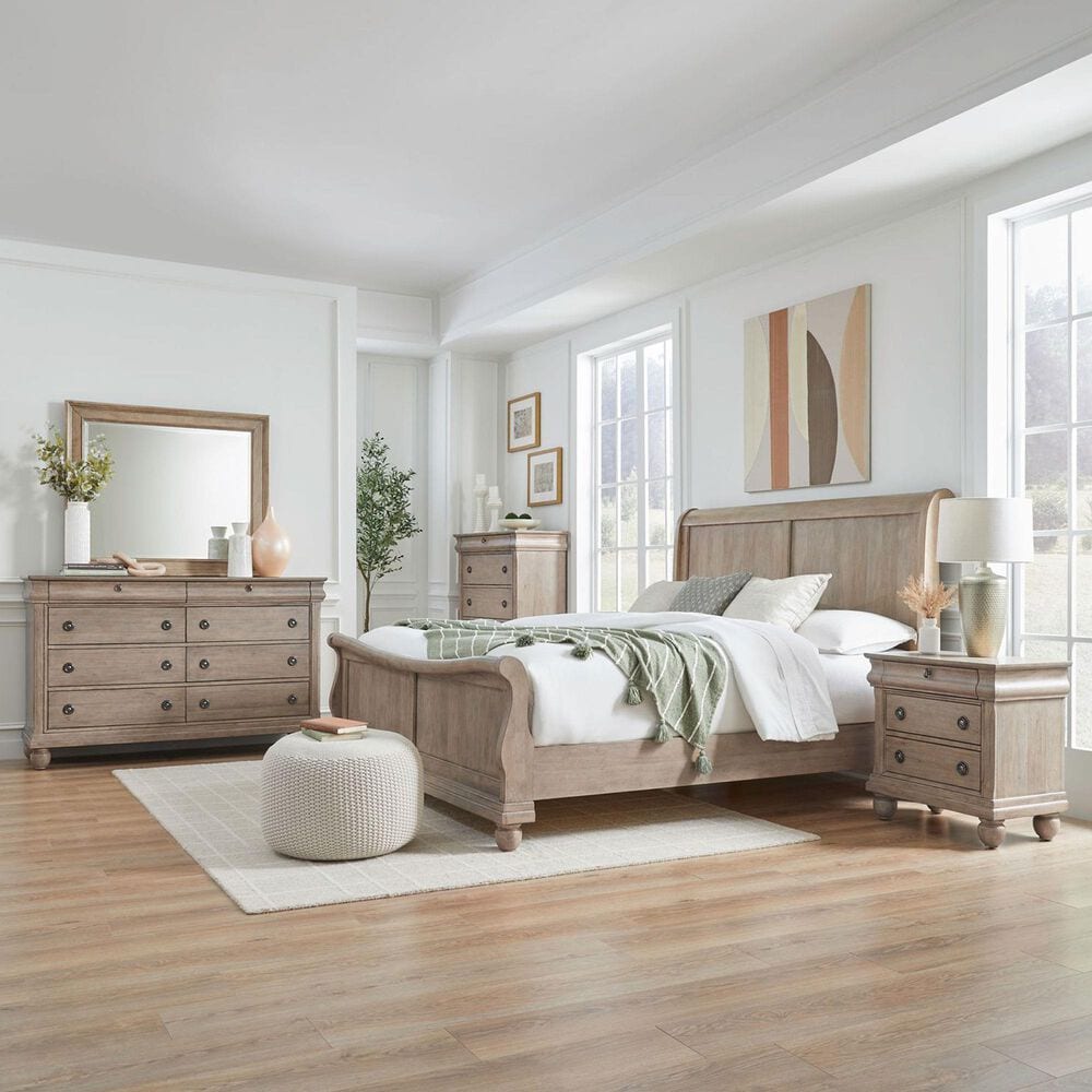 Belle Furnishings Rustic Traditions 5-Piece King Sleigh Bedroom Set in Saddle Tan, , large