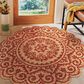 L&R Resources Synergy 54125RED 4" Round Tan and Raspberry Red Area Rug, , large