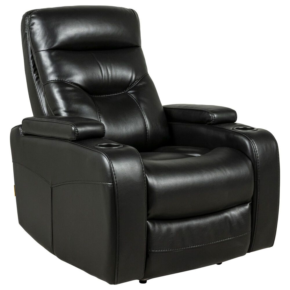 Oxford Furniture Power Home Theater Recliner with Power Headrest in Bolero Black, , large