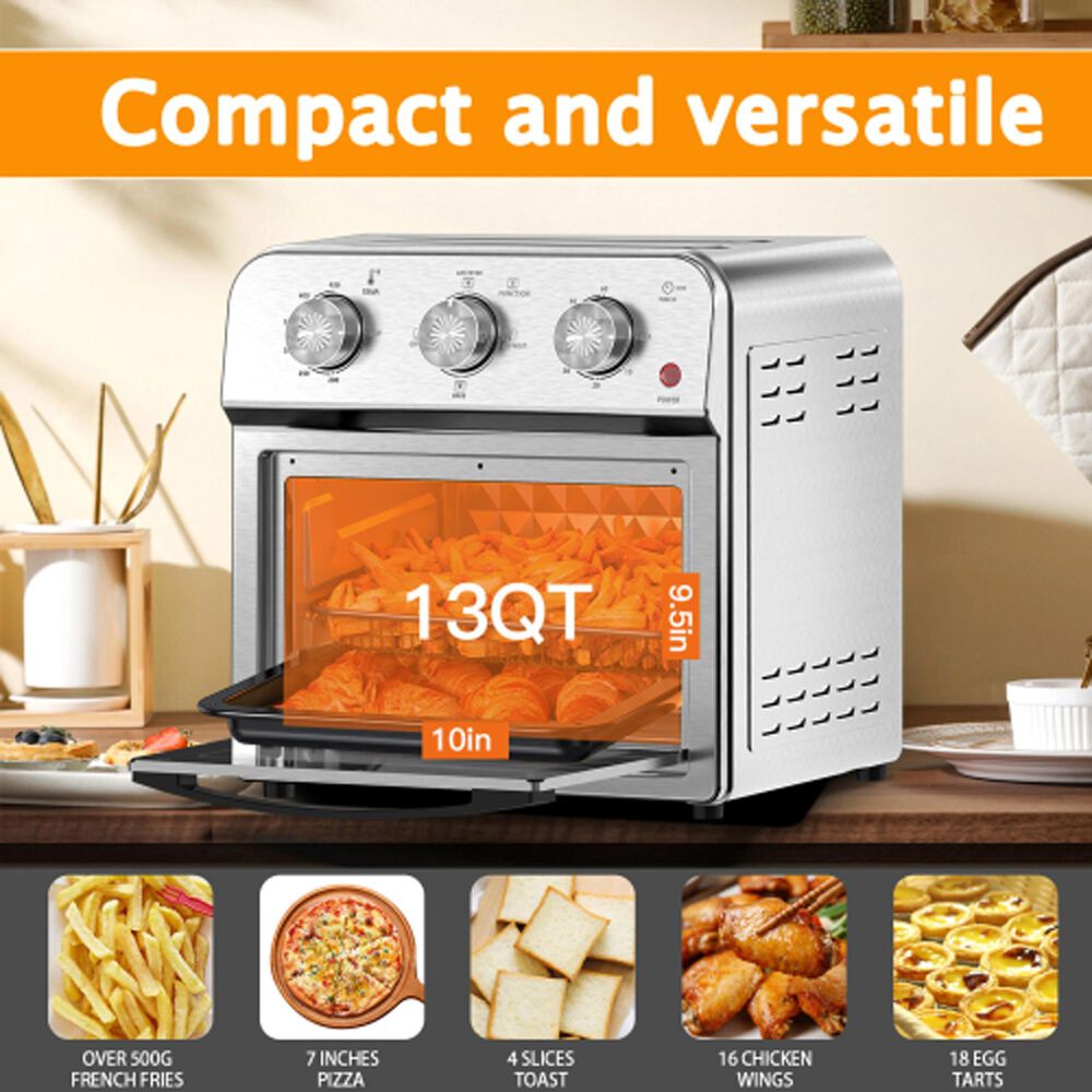 HOMLUX 13 Qt Air Fryer Toaster Oven in Silver, , large