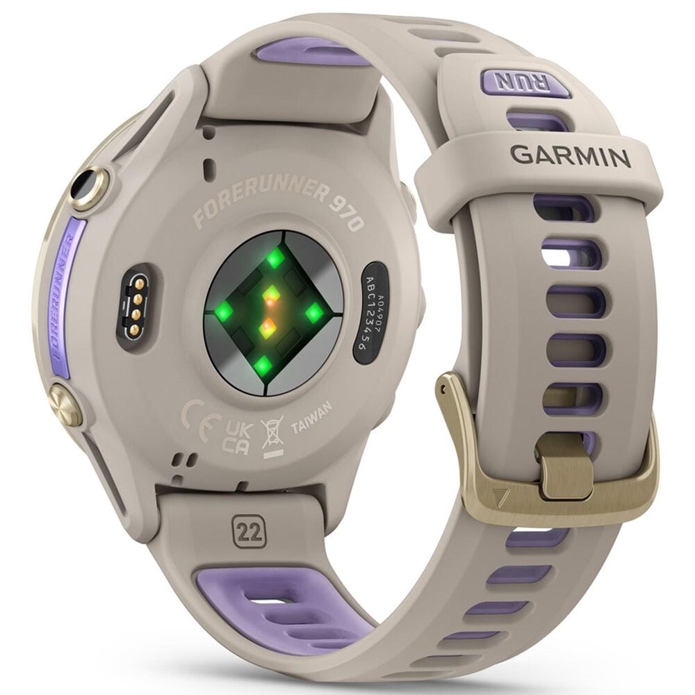Garmin Forerunner 970 47 mm Soft Gold Titanium Case with French Gray and Translucent Indigo Band, , large