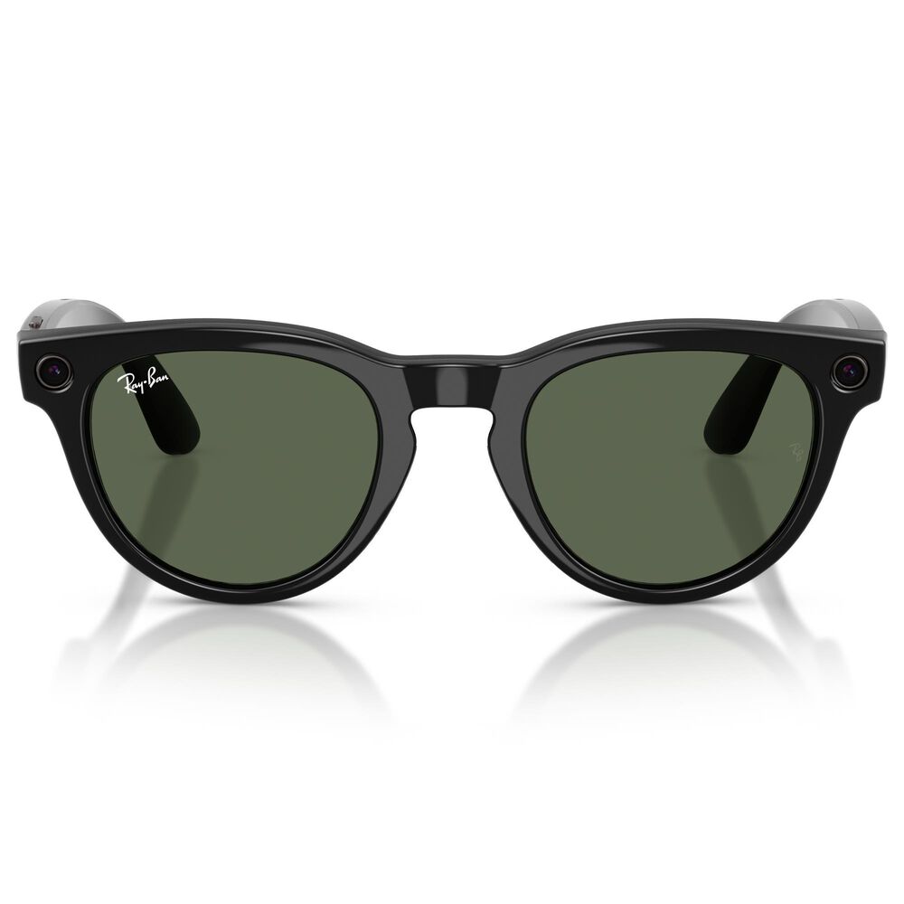 Rayban Glasses Headliner Gen 2 High Bridge Fit Sunglasses with Green Lenses in Shiny Black, , large