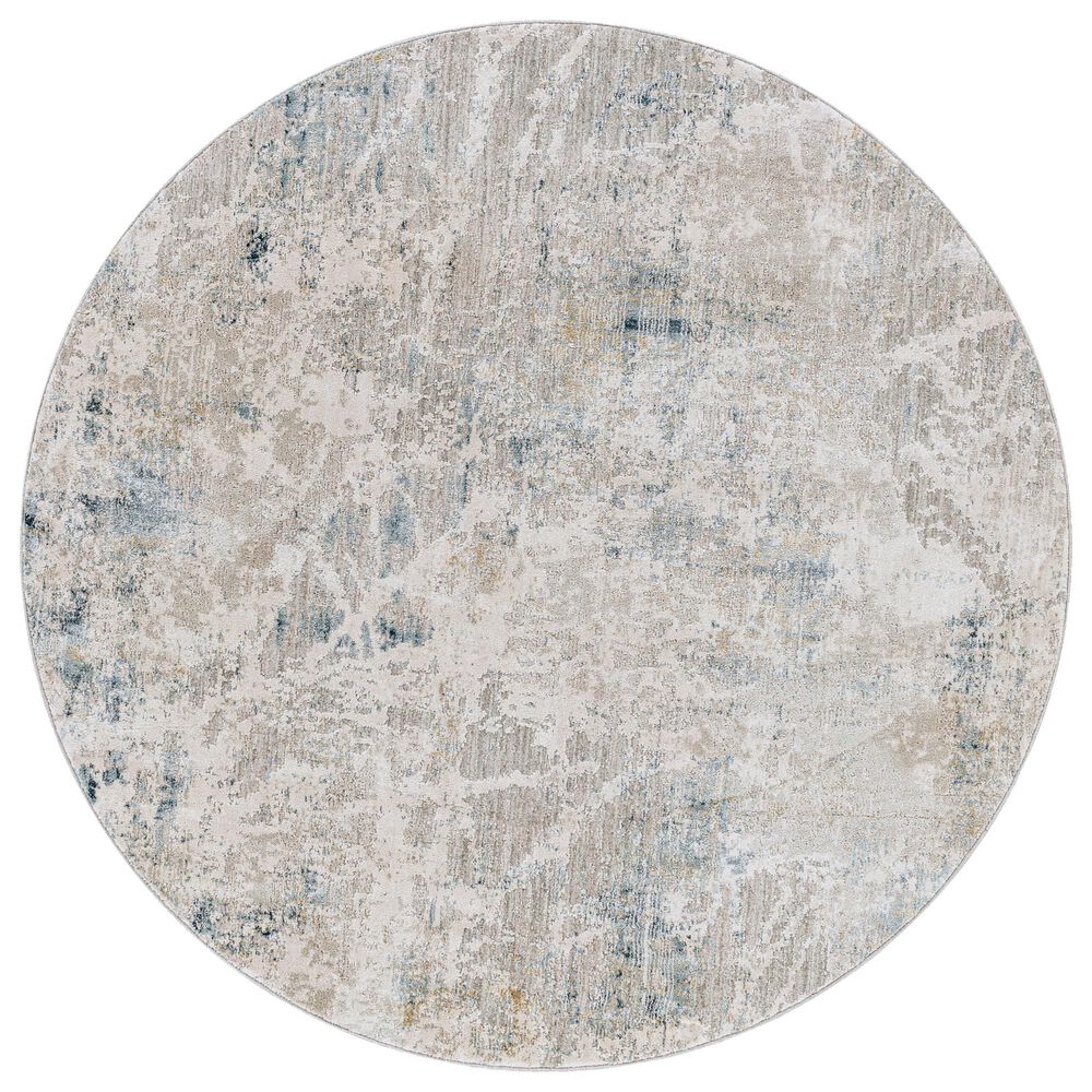 Surya Brunswick 5"3" Round Pale Blue, Dusty Sage, Olive, Teal, Taupe and Navy Area Rug, , large