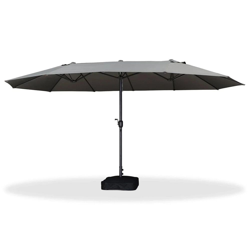 HOMLUX 15" Outdoor Double-Sided Market Umbrella with Base in Grey, , large