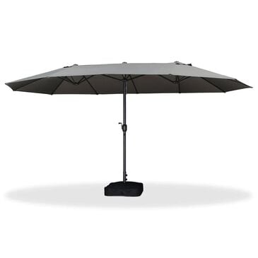 HOMLUX 15" Outdoor Double-Sided Market Umbrella with Base in Grey, , large