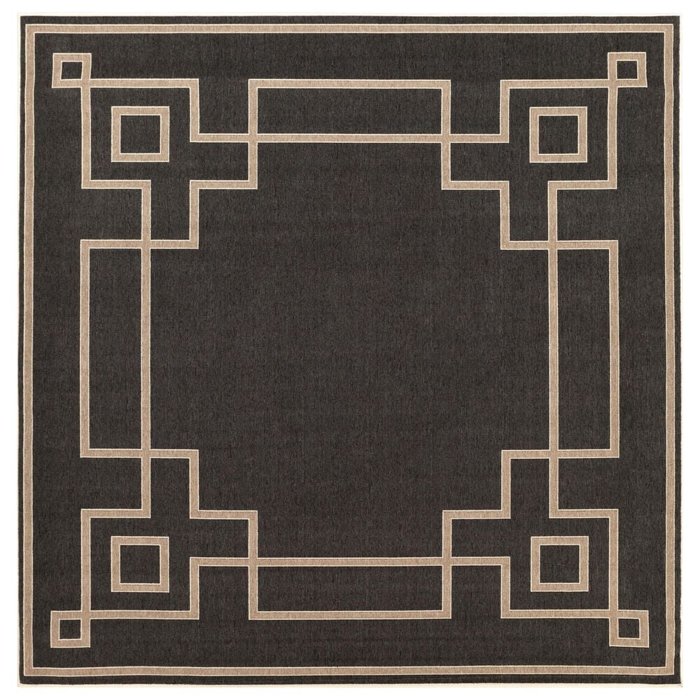 Surya Alfresco 8"10" Square Black, Brown and Beige Indoor/Outdoor Area Rug, , large