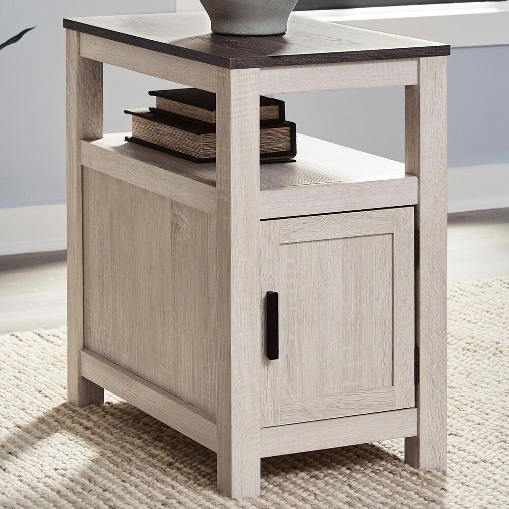 Ashley Fendenmore Chairside End Table in Antiqued White and Gray, , large