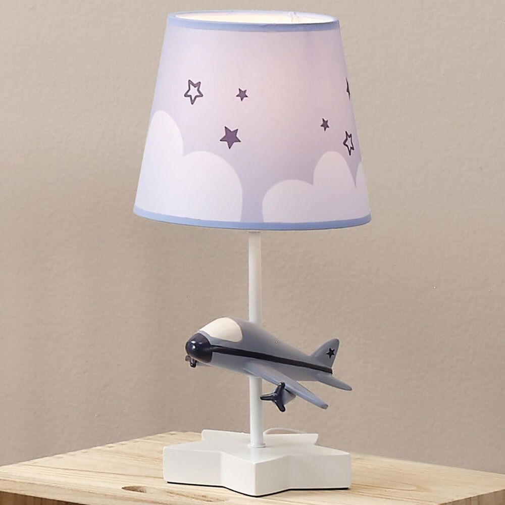 Lambs and Ivy Little Aviator Table Lamp with Shade and Bulb in White, , large