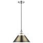 Golden Lighting Orwell 1-Light Wide Large Pendant with Aged Brass Shade in Chrome, , large