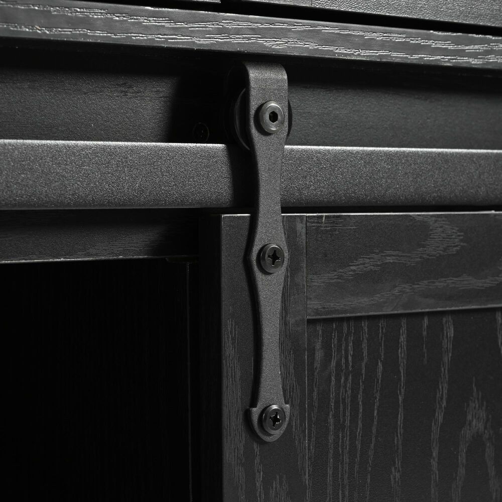 HOMLUX 54" Kitchen Island with Sliding Barn Door in Black, , large