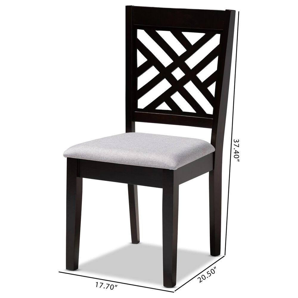 Baxton Studio Caron Side Chair with Gray Cushion in Espresso Brown (Set of 4), , large