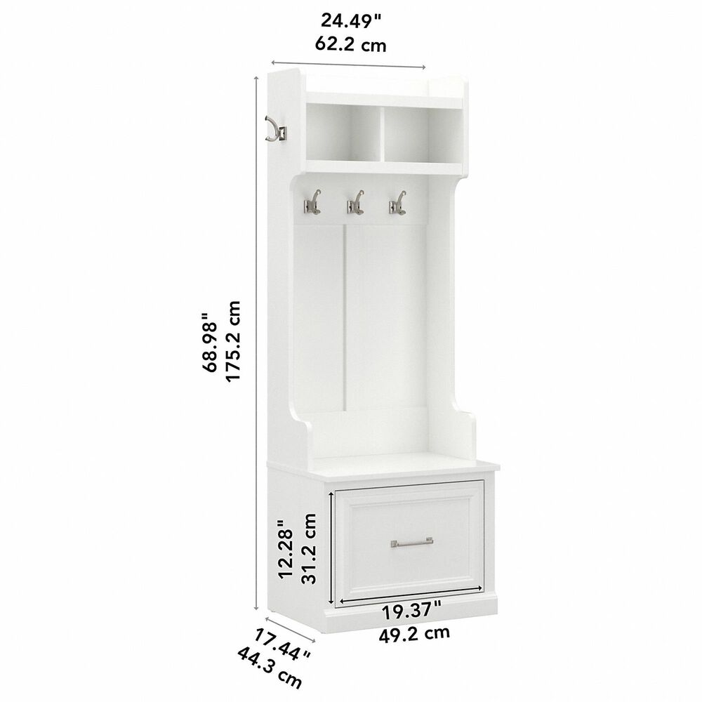 Bush Woodland Hall Tree with Storage Bench in White Ash Nebraska