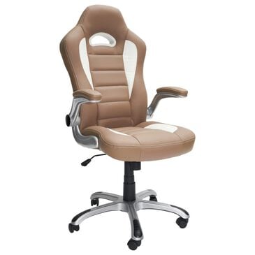Rta Products Llc High Back Executive Sport Race Office Chair with Flip-Up Arms in Camel, , large