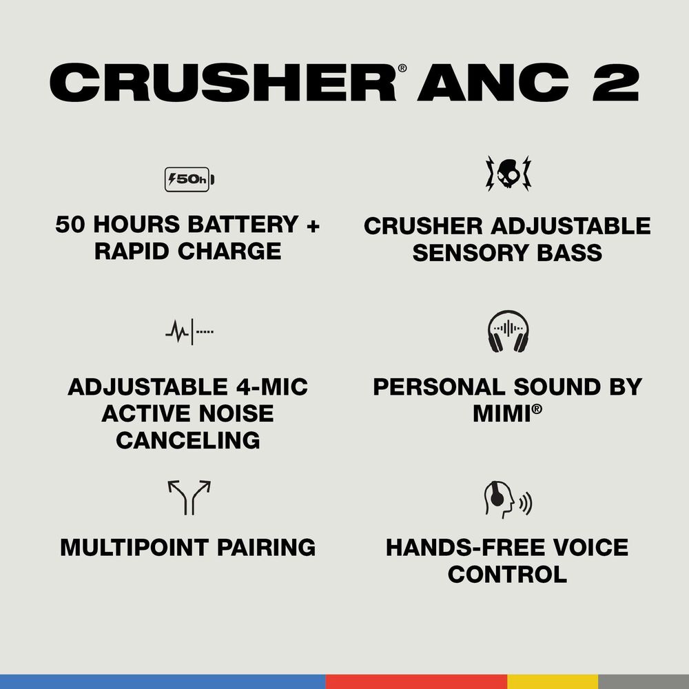 Skullcandy Crusher ANC 2 Wireless Over-Ear Headphone in Primer, , large