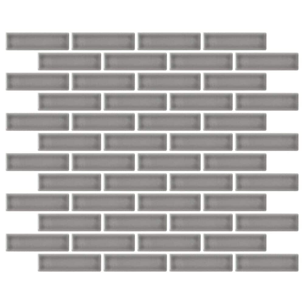 Emser Savvy Silver 1" x 3" on 11" x 12" Glazed Porcelain Mosaic Sheet, , large