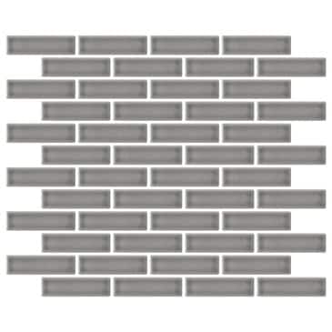 Emser Savvy Silver 1" x 3" on 11" x 12" Glazed Porcelain Mosaic Sheet, , large