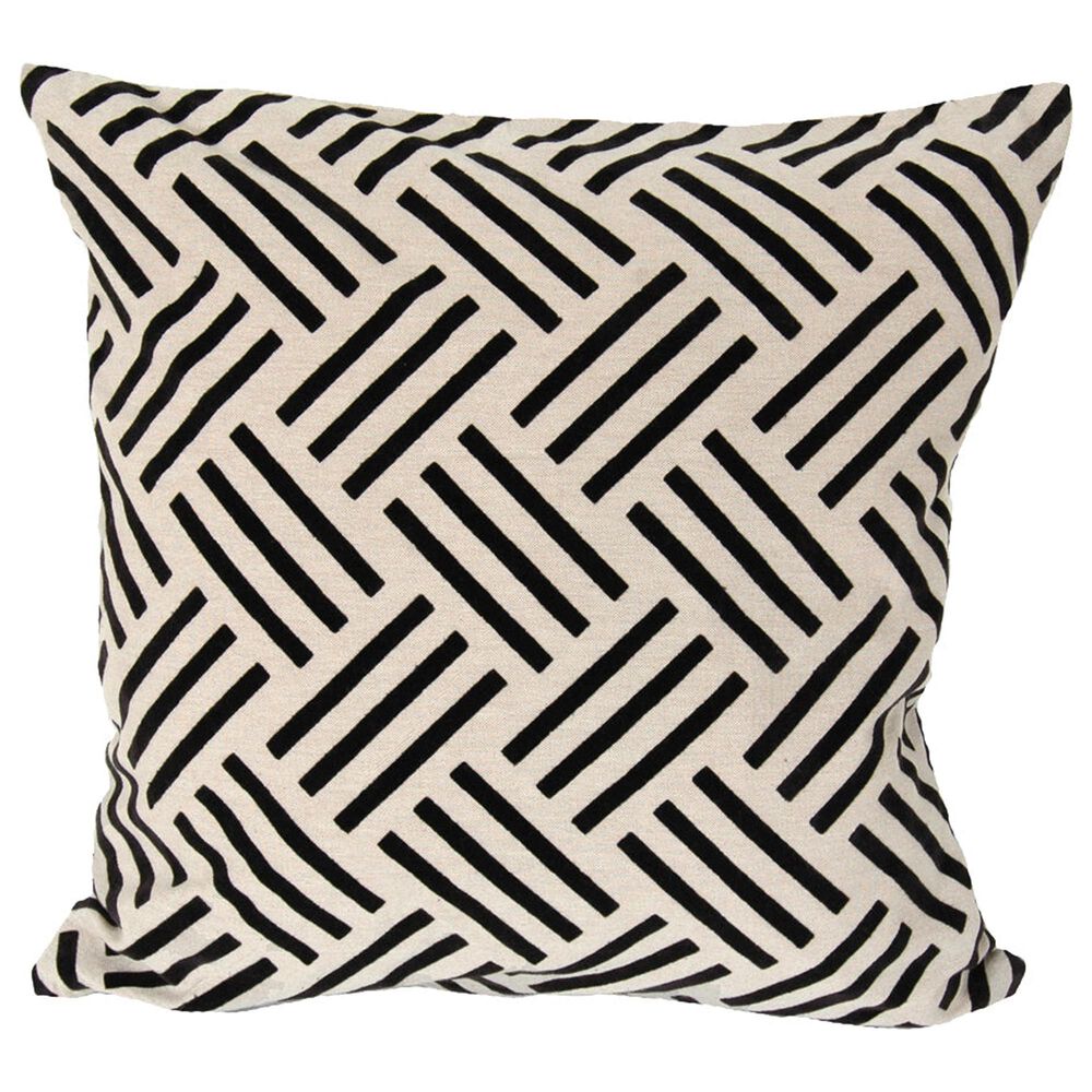 India House Flock Trellis 20" Square Throw Pillow in Black, , large