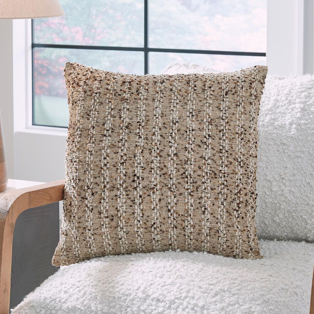 Ashley Vorlane 22&quot; Square Throw Pillow in Tan, Brown and White, , large