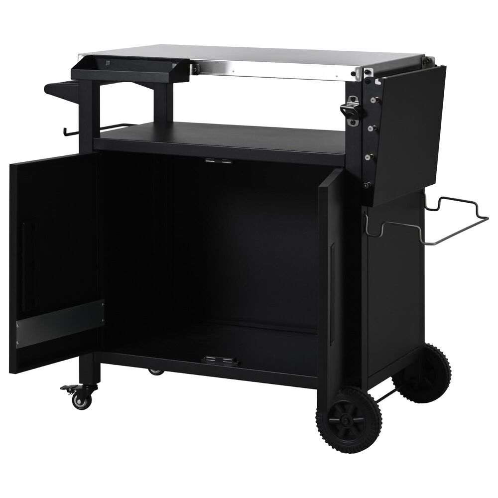 HOMLUX 45" Outdoor Kitchen Island in Black and Stainless Steel, , large