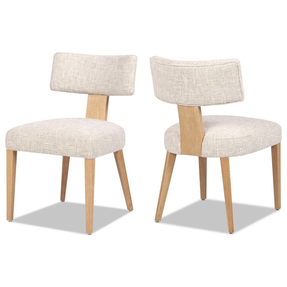 Jennifer Taylor Home Louise Side Chair with Travertine Beige Cushion in White Washed and Natural (Set of 2), , large
