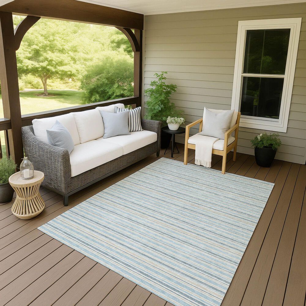 Dalyn Rug Company Soft Essentials Striped Sky 5' x 7'6" Indoor/Outdoor Area Rug, , large