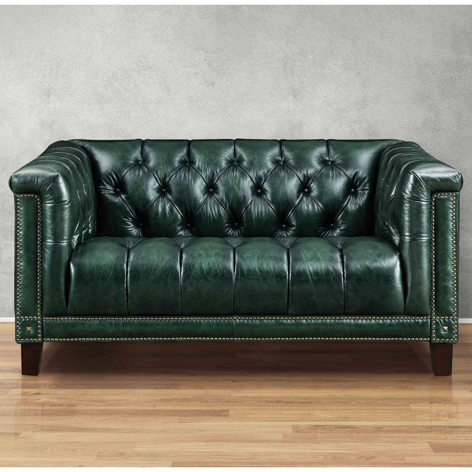 Hydeline Picadilly Stationary Loveseat in Emerald Green