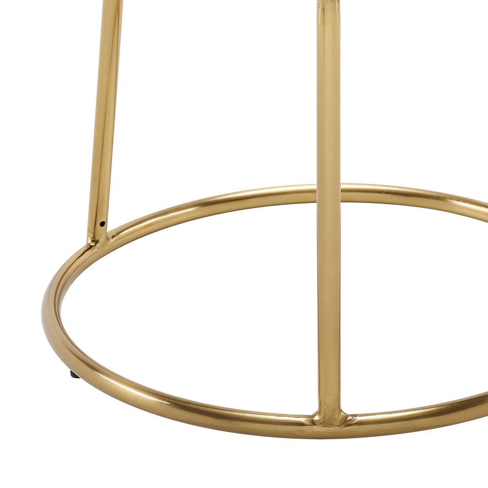 Linon Home Decor Seraphina Vanity Stool with Blue Cushion in Gold, , large