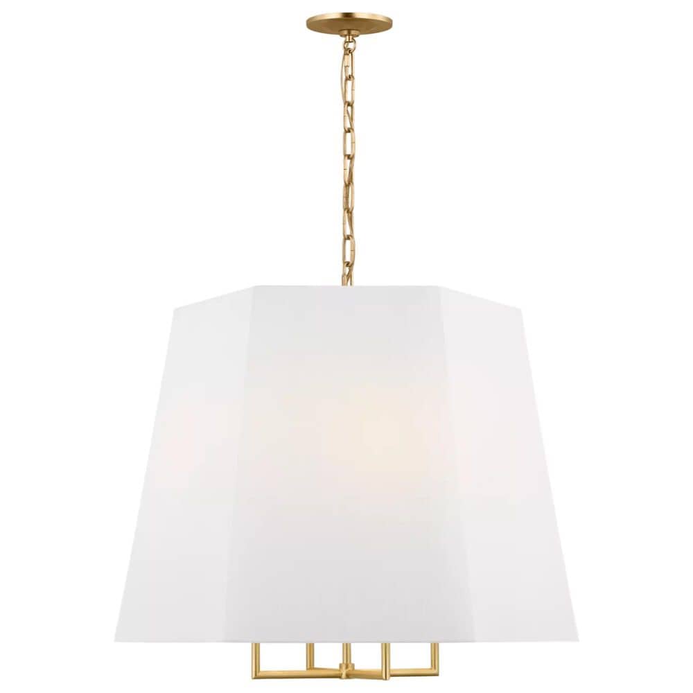 Visual Comfort Studio Lille 26" 4-Light Pendant Light in Gild with Faux Raw Silk Shade, , large