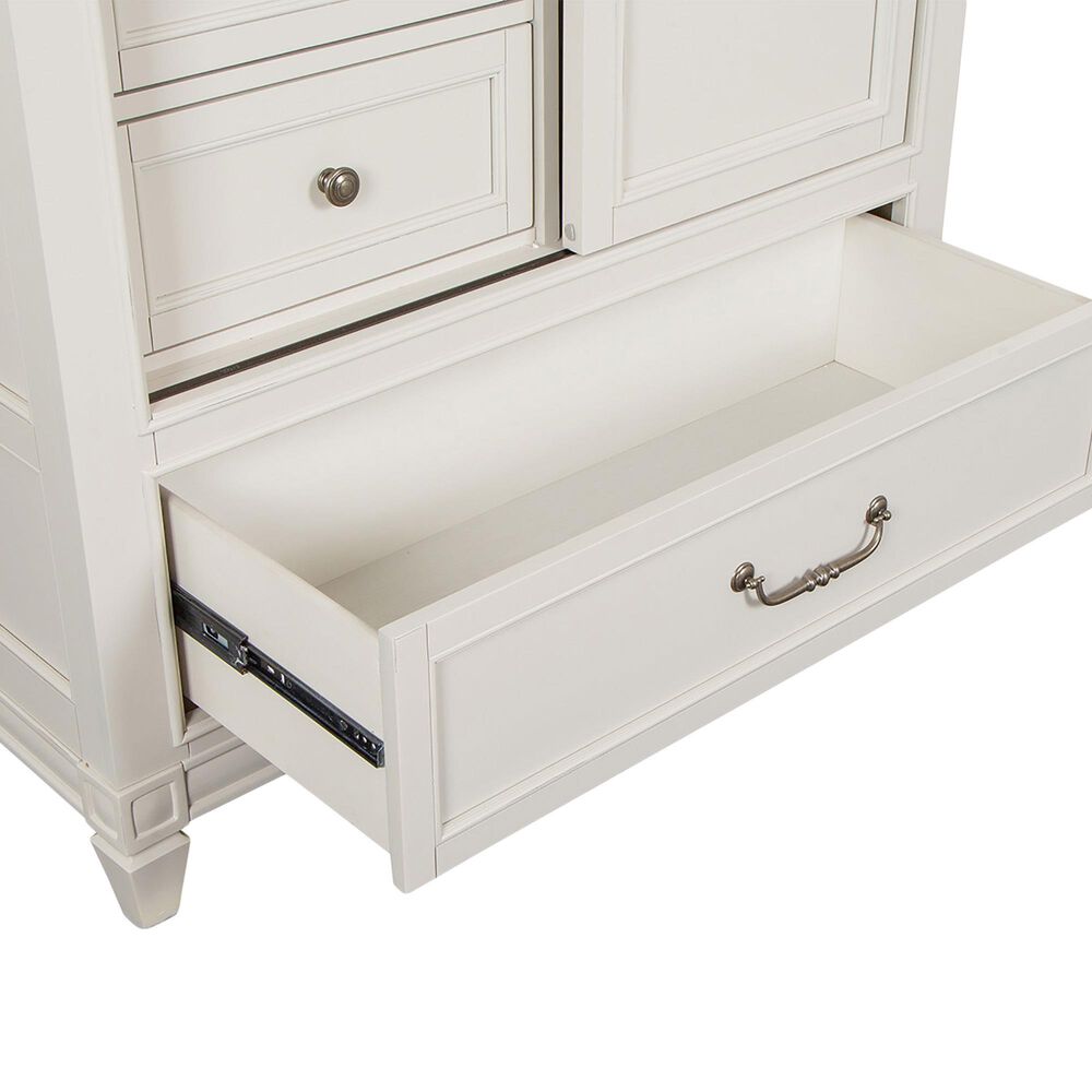 Nicolette Home Willowbrook King Panel Bed with Upholstered Headboard with Dresser, Chest, and Two Nightstands in Egg Shell White, , large