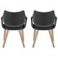 LumiSource Curvo Arm Chair with Black Faux Leather Cushion in Whitewashed Wood (Set of 2), , large