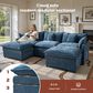 HOMLUX 107.87" Ultra-Comfort Chenille Sectional Sofa Set in Blue, , large