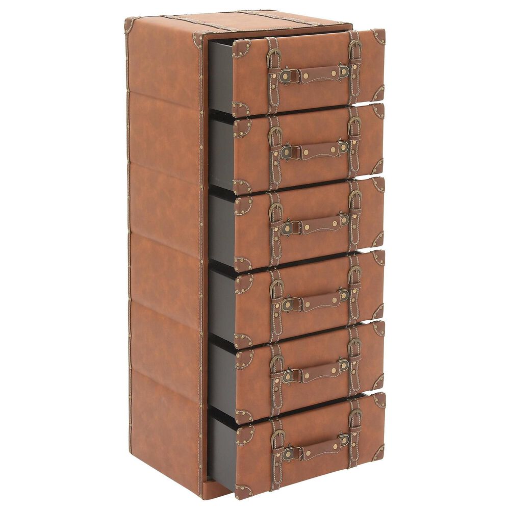Maple and Jade 6-Drawer Room Chest with Buckle and Strap Details in Brown, , large