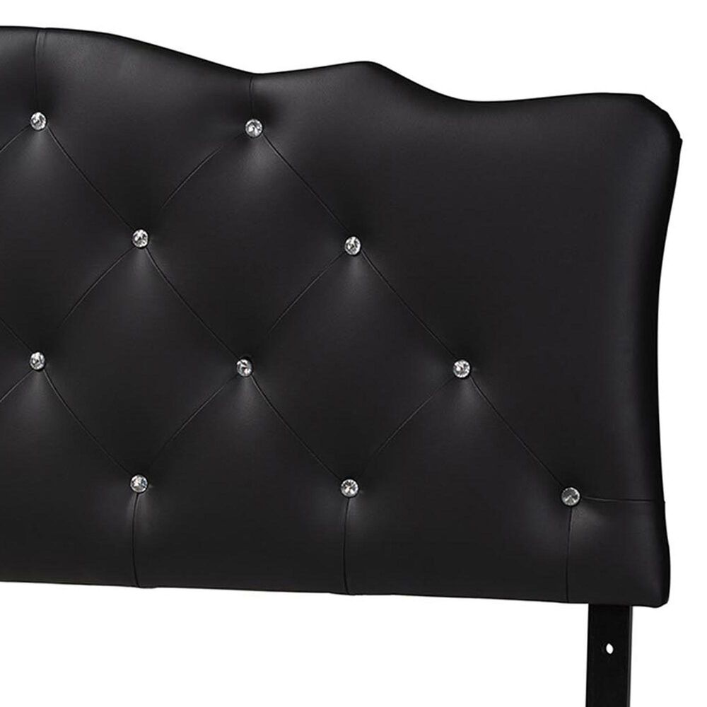 Baxton Studio Rita Queen Panel Headboard with Faux Leather Upholstered in Black, , large