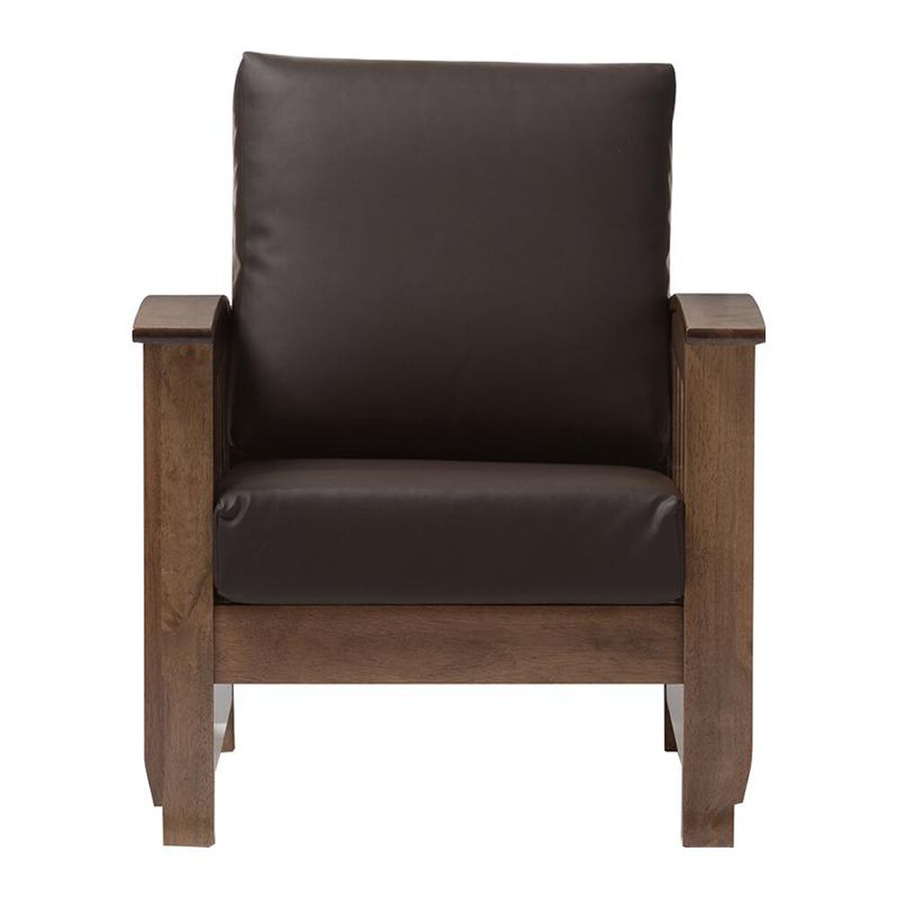 Baxton Studio Charlotte Lounge Chair in Dark Brown, , large