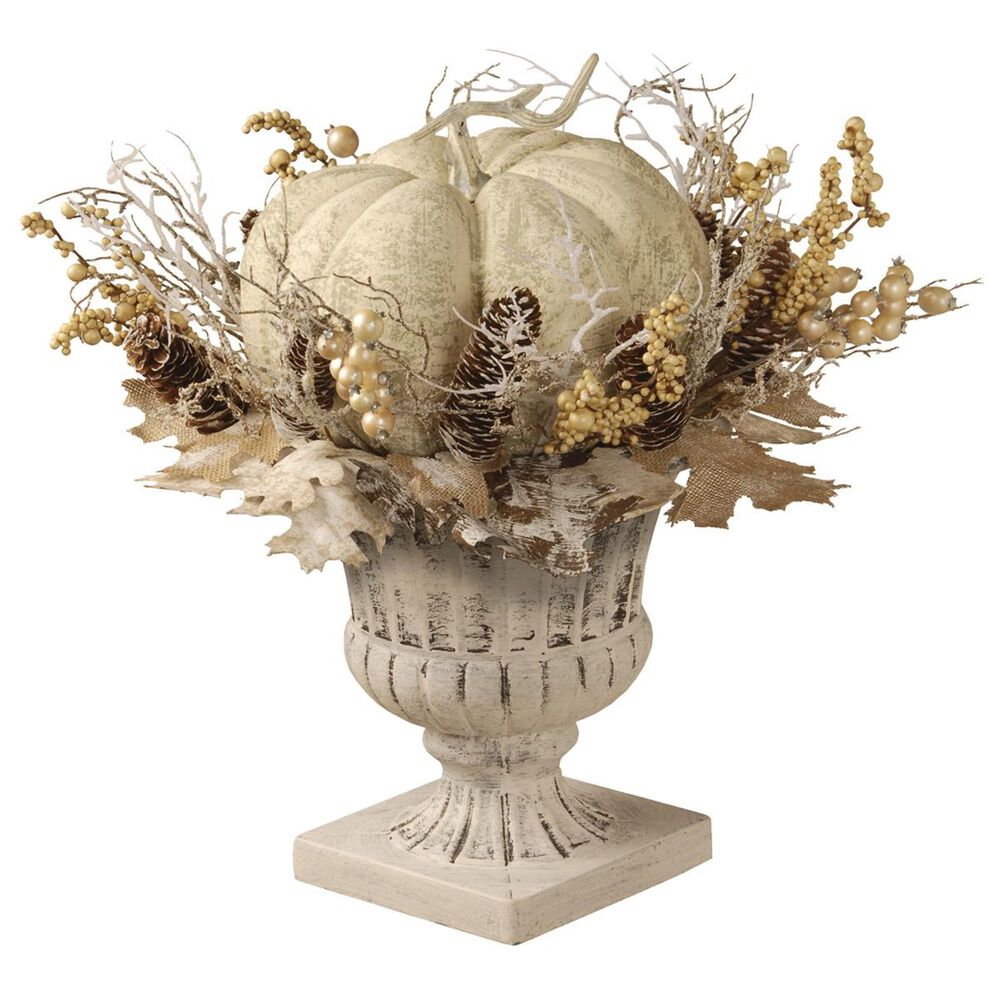 National Tree 18" White Pumpkin Topiary, , large
