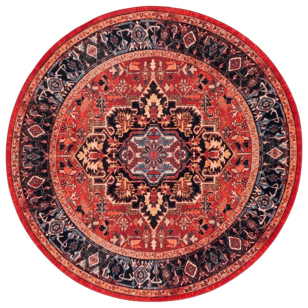 Safavieh Riviera 6"7" Round Red and Blue Area Rug, , large