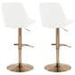 LumiSource Diana Adjustable Barstool with White Faux Leather Upholstery in Gold (Set of 2), , large
