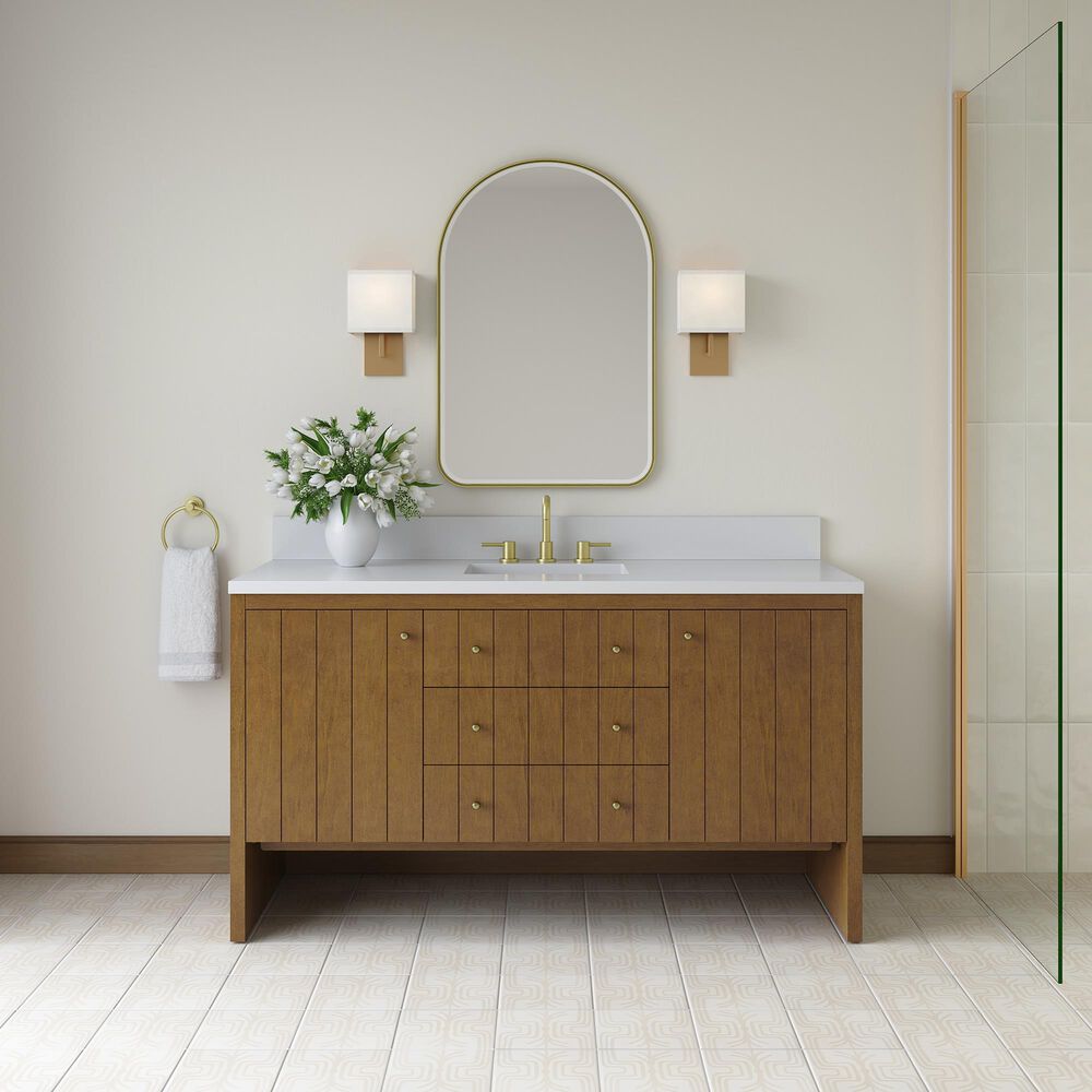 James Martin Hudson 60" Single Bathroom Vanity in Honey Oak with 3 cm Tajnar Eclos Top and Rectangular Sink, , large