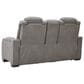 Ashley The Man-Den Power Reclining Loveseat/Console/Adjustable Headrest in Gray, , large
