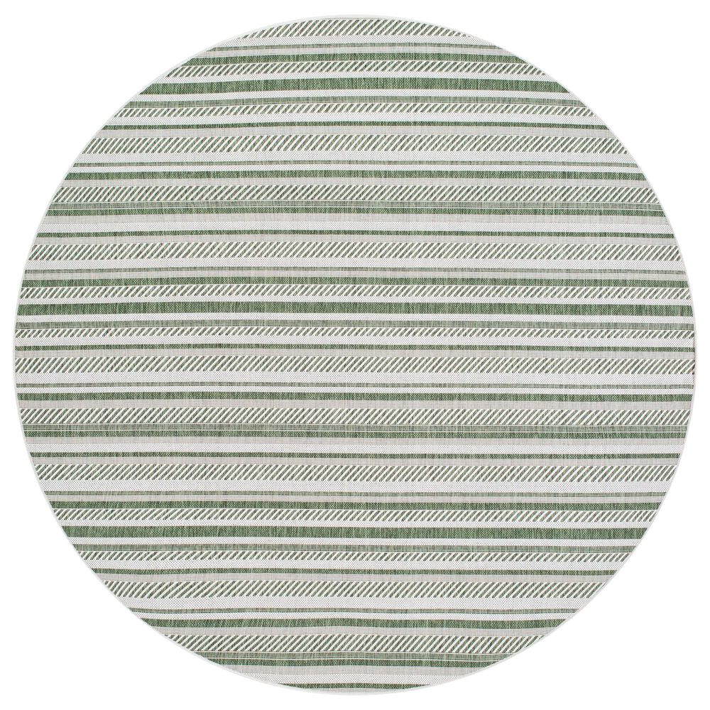 Surya Eagean EAG-2422 Grass Green, Ivory, Dark Green and Seafoam 5&#39;3&quot; Round Indoor/Outdoor Area Rug, , large