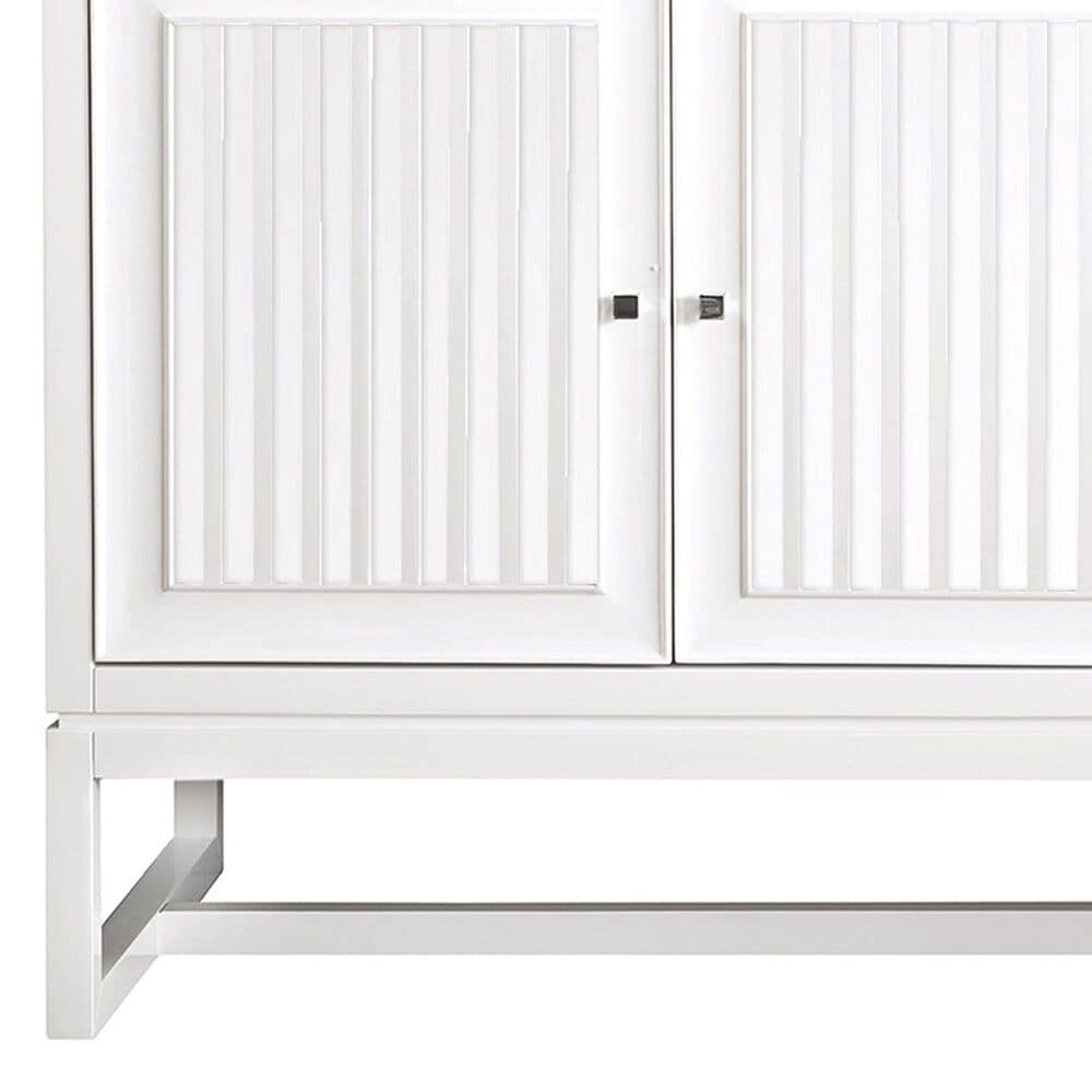 James Martin Vanities Athens 72&quot; Double Bathroom Vanity in Glossy White with 3 cm Eternal Jasmine Pearl Quartz Top and Rectangular Sinks, , large