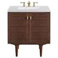 James Martin Vanities Amberly 30" Single Bathroom Vanity in Walnut with 3 cm Arctic Fall Solid Surface Top and Rectangular Sink, , large