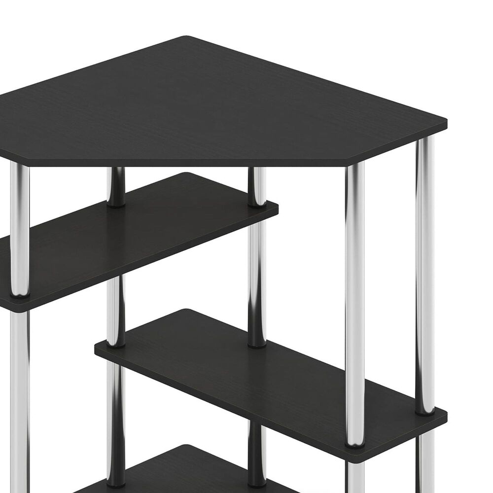 HOMLUX Multipurpose Corner Desk with Storage Shelves in Americano and Stainless Steel, , large