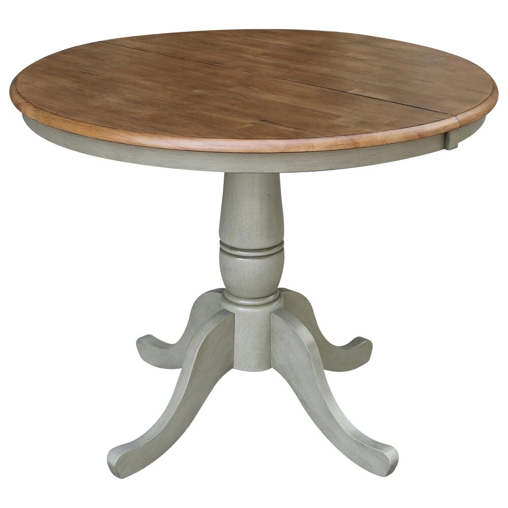 International Concepts 36" Modern Farmhouse Extension Dining Table in Hickory/Stone, , large